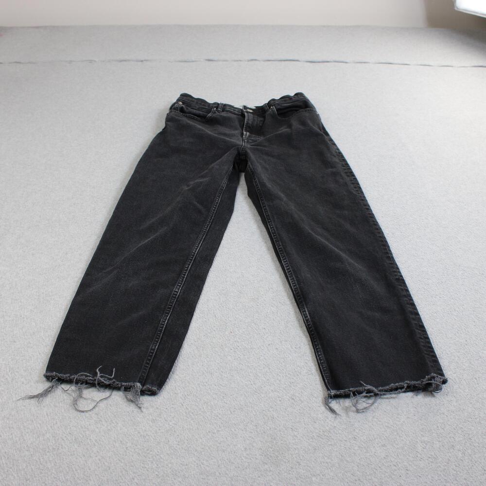 Everlane Jeans Women 27 Black The Way High Organic Cotton Raw Hem Ankle Cropped